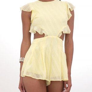Lucy in the Sky Kara Cutout Romper in Light Yellow - Small
